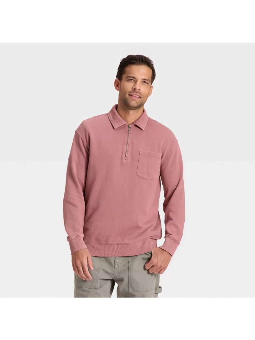 Goodfellow The Vintage Collection 1/4 Zip Berry Pink Sweatshirt -- Men's Size XL